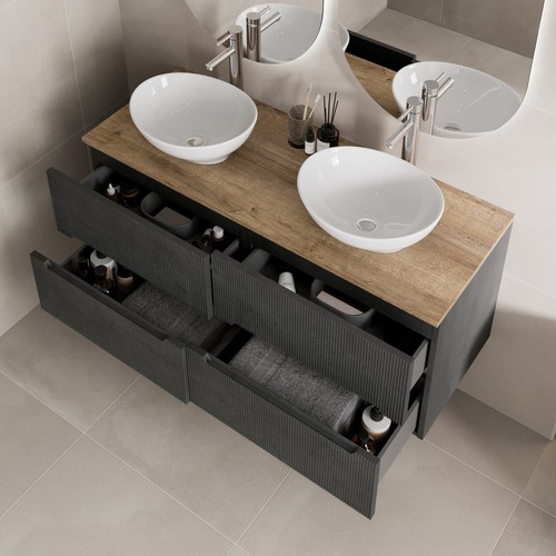 1200mm black oak vanity unit - oak,