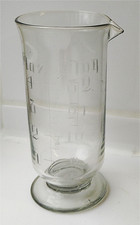 Vintage Glass Measuring Cylinder Beaker Footed - 12cm tall - hand engraved