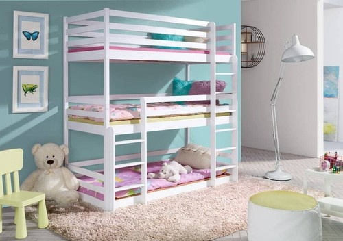 Wooden triple bunk bed - bunk,