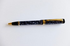 FINE VINTAGE c1988 PARKER DUOFOLD INTERNATIONAL BLUE MARBLED BALLPOINT PEN UK