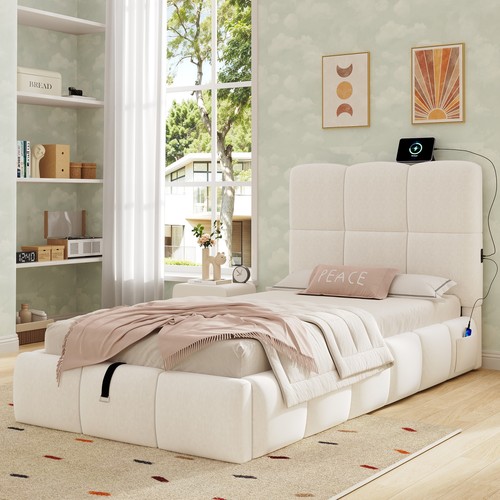 Single upholstered bed frame - single,
