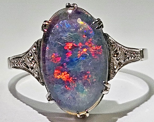 9ct white gold imitation - 9ct, opal