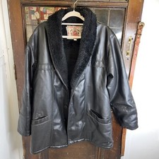 Distressed￼ Black Vintage men’s 80s faux leather jacket large DEL Boy