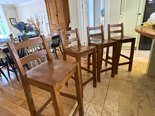 Set wood bar stools - of,