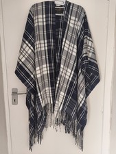 QED London Navy Check Poncho