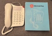 White corded telephone