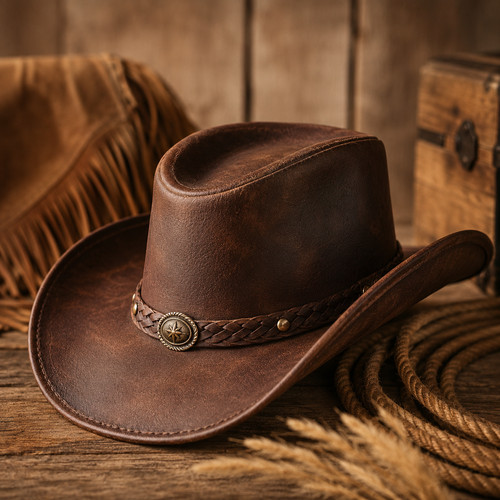 Men brown leather - brown, cowboy