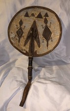 Rare African Antique Hausa Kings Fan 1860s Museum Piece Zebra Hide Niger