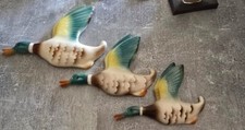 Vintage Set Of 3 Keele Street Pottery Flying Wall Hanging Mallards Ducks Decor