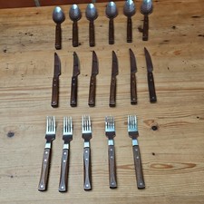 17 x Vintage IKEA Teak Stainless Steel Cutlery Set Mid Century Modern Scandi 