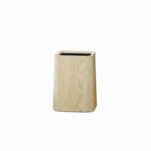 Wood trash bin open - open, top