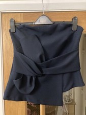 Next Navy Blue Boob Tube Bandau Top Bow Detail Size 12 strapless bustier