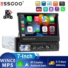 7" Single 1DIN Flip out Touch Screen Car Stereo Radio Bluetooth MP5 Player+CAM