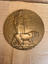 Antique WW1 Death Plaque Penny See Description for Condition
