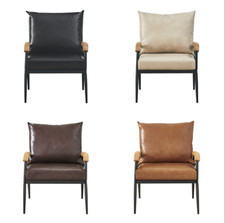 PU Single Sofa Wood Arm Metal