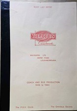 PSV  Circle body list BB130, Yeates coach & bus production.