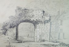 Pencil Drawing,'Stone Arch', Mid 19th century, Unknown Artist