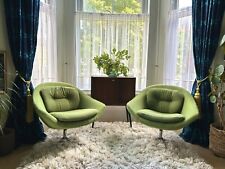 Pair Fabulous Original Retro 1960s 1970s Swivel Egg Bucket Chairs