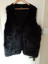 Evans Faux Fur Black Ladies Gilet 22-24 (4192)