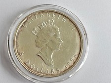 1998 MAPLE LEAF SILVER CANADA  $5  .9999  1oz COIN