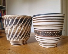 Pair of West German Pottery planters 60s 70s Mid Century Retro design Vintage