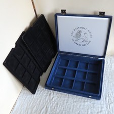 WESTMINSTER DARK BLUE 36 COIN PRESENTATION BOX WITH 2 TRAYS