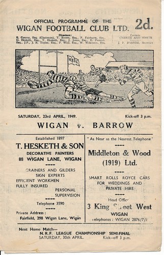 Rugby league programme wigan - programme,