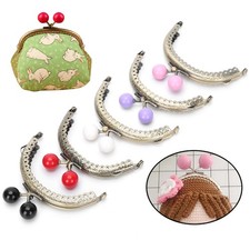 Kiss Clasp Lock Retro Metal Purse Frames Half Round Carved Coin Bag Frame 5Pcs