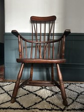 Early English Windsor Stick Back Chair Antique Folk Art Primitive 1800s 