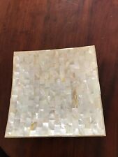 Vintage hand made big mosaic Mother of Pearl bowl 8” square. Immaculate.