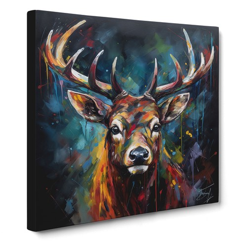 Stag expressionism canvas - stag,