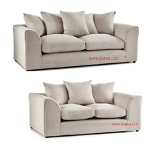 New Stone Plush fabric double Corner Sofa 3 2 Seater Grey Cream Armchair Swivel