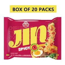 Ottogi Jin Ramen SPICY Hot Noodle (Pack of 20) -Package May Vary-