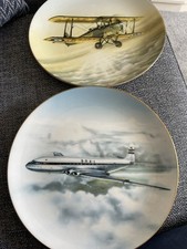2 Coalport Aircraft Plates “Tiger Moth” & Comet D. H. 106. Limited Edition 2000