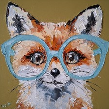 Oil Painting of Fox Wearing