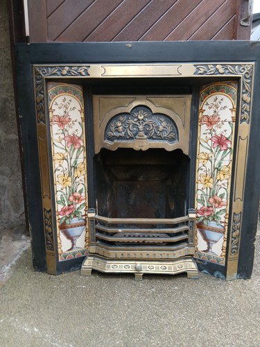 Brass cast iron fireplace - iron,