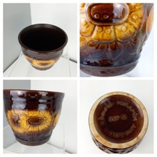 VINTAGE 1950s Scheurich Keramik W.Germany 887-12 Plant Flower Pot - Brown Glazed