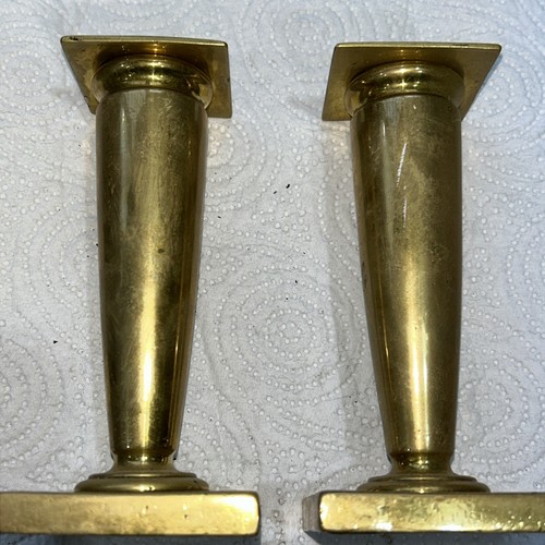 Square brass candle sticks - brass,