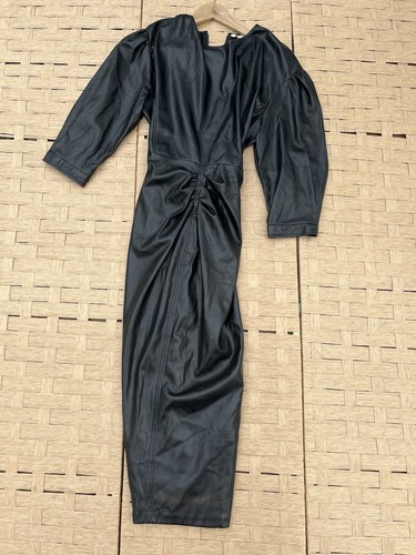 Zara black faux leather midi - black,