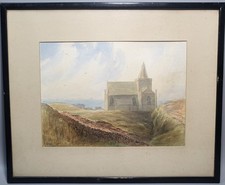 Scottish Watercolour Painting St Monans Church Buildings  by F Brant 44x36cm 