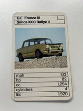Ace. Trump Card Game-Cars Simca 1000 Rallye 2 1970's