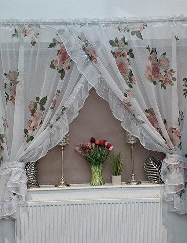 Voile net curtain floral - net,