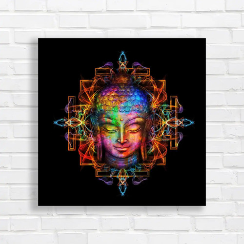 Buddha rainbow square - rainbow, canvas