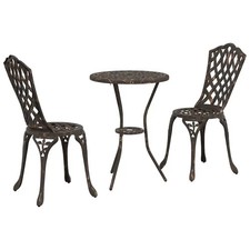 Garden Bistro Set 3 pcs Aluminium Furniture Outdoor Seating Patio Cafe  vidaXL