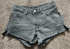 Original Girls Levi 501 Grey Denim Sexy Shorts Hot Pants Size measure W28 Levis