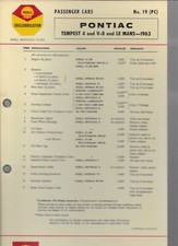 SHELL LUBRICATION CHART SERVICING GUIDE PONTIAC TEMPEST 4 & V8 & LE MANS 1963
