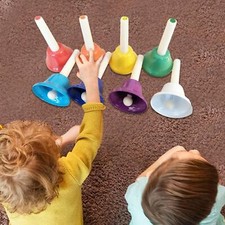 8 Note Diatonic Metal Hand Bells Set Musical Instrument for Kid Children Musical