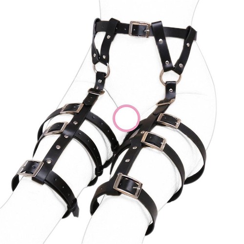 Goth leather waist leg harness - waist,