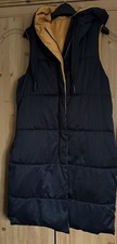 Womens Zara Hooded Gilet Size S Zip Reversible Puffer Midi