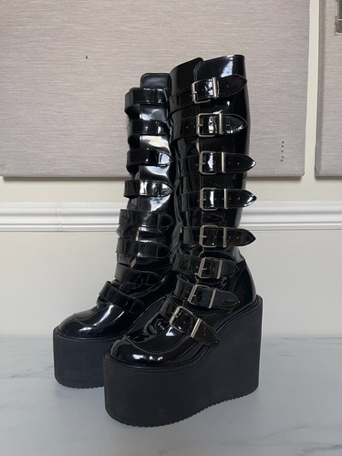 Vintage y2k black patent - black, goth
